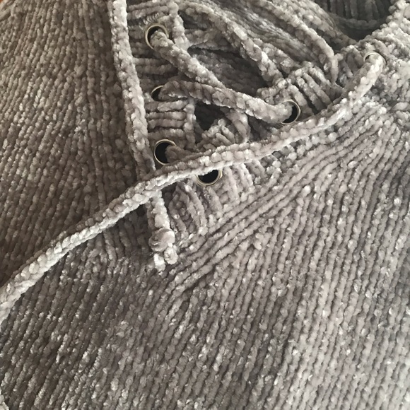 Last! PRICE IS FIRM!Chenille Lace Up Sweater - Picture 4 of 4